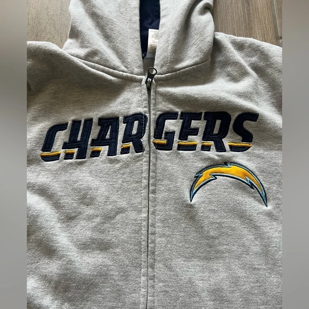 Youth Size XL Chargers NFL Hoodie Zipper Sweatshirt In Gray Color